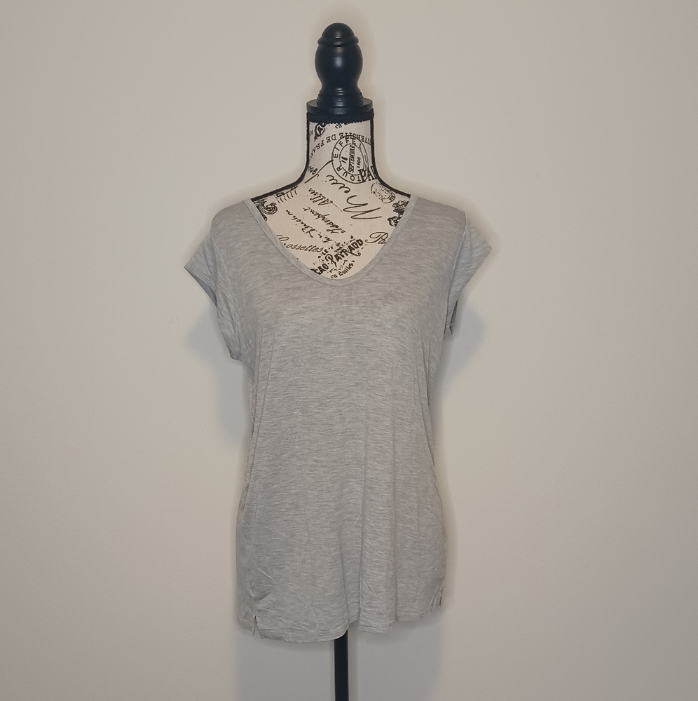 NWOT Valette Grey T-Shirt U-Scoop Neck, Size M
